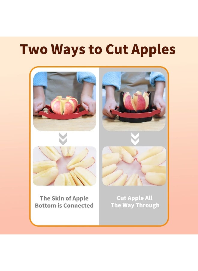 Ookuu  Apple Slicer Corer, [Large Size] 8-Blade Heavy Duty Apple Cutter With Base, [Upgraded] Cut Apples All The Way Through, Stainless Steel Ultra-Sharp Blade, Fruit And Vegetable Divider, Wedger Red