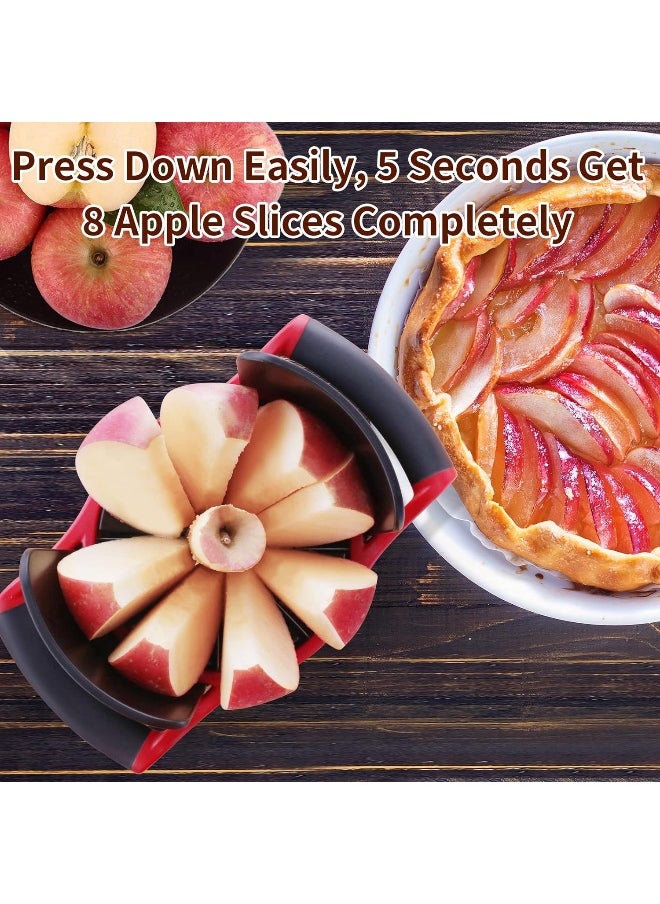 Ookuu  Apple Slicer Corer, [Large Size] 8-Blade Heavy Duty Apple Cutter With Base, [Upgraded] Cut Apples All The Way Through, Stainless Steel Ultra-Sharp Blade, Fruit And Vegetable Divider, Wedger Red