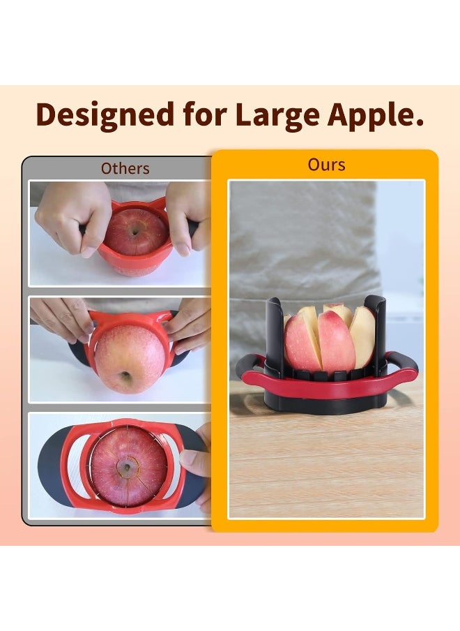 Ookuu  Apple Slicer Corer, [Large Size] 8-Blade Heavy Duty Apple Cutter With Base, [Upgraded] Cut Apples All The Way Through, Stainless Steel Ultra-Sharp Blade, Fruit And Vegetable Divider, Wedger Red