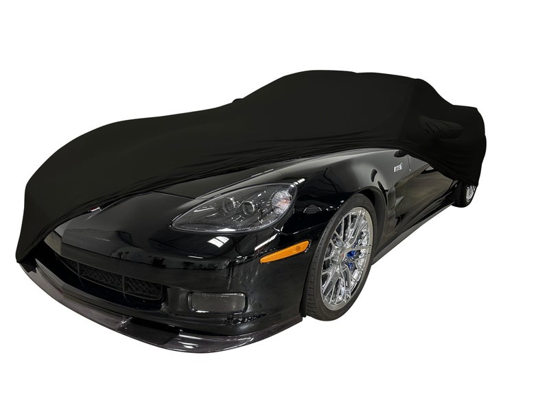 SR1 Performance C6 Corvette Indoor Car Cover - Custom Fit Ultraguard Stretch Satin - Dust Proof Full Cover - The Ultimate High End Fit for 2005-2013 C6, Grand Sport, ZR1, Z06 Corvettes (Black) - Image 1