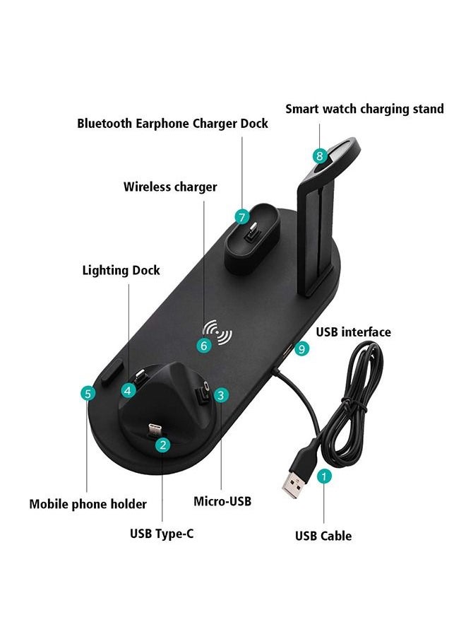 Arabest - 3-in-1 Wireless Charger,Fast Wireless Charging Station  Rotatable  Dock for Apple Watch/AirPods/Pencil, iPhone Series/Micro/Type C Phones and Galaxy Series - Image 1