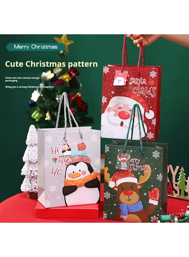 Christmas Gift Bag Holiday Season Snowman Style Small Size Trendy Handbag - Image 2