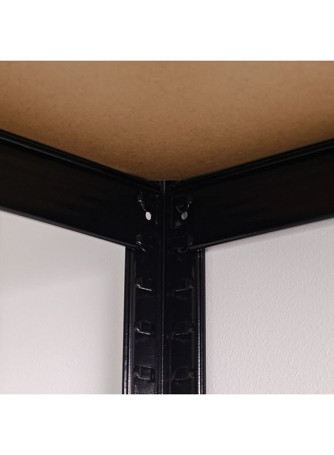 Milano 4 Layer Steel Shelf with MDF Board - Heavy Duty Black Steel Storage Rack (120x45x180 cm) - 250kg Capacity - Ideal for Home & Office Organization - Image 4