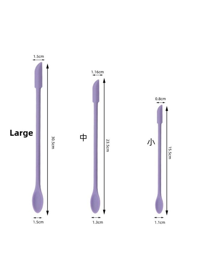 Generic - Mini Silicone Double-headed Sharp Scraper Spoon Cosmetic Skin Care Products Extraction Tool Set Including Avocado Jam Scraper-Specifications:Light Purple Three-piece Set - Image 1