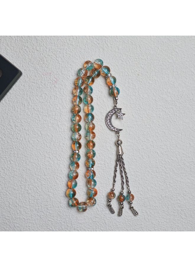 YIXIA New Arrival 33-piece 10mm Glass Ice Crack Muslim Prayer Beads Daily Bracelet Tasbih - Image 1