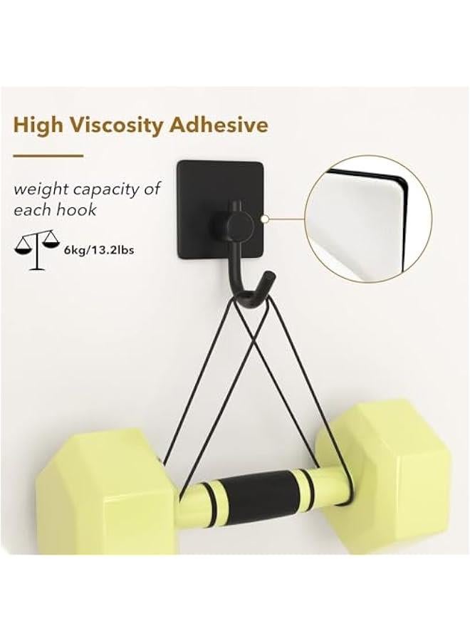 Self Adhesive Hooks,Heavy Duty Stick On Wall and Door Hooks for Hanging,Bathroom Towel Hooks and Kitchen Hallway Sticky Stainless Hooks,Coat Hooks Robe Hook Wall Mounted, 6 Pack (Black) - Image 4
