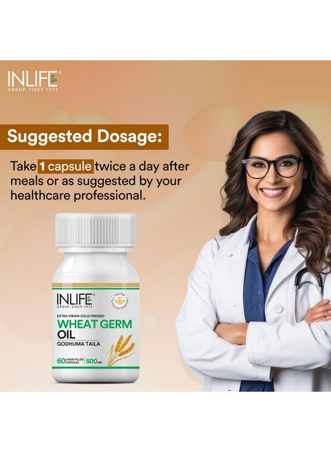 Inlife مكمل زيت جنين القمح من INLIFE | مصدر طبيعي لفيتامين E، 500 ملغ - 60 كبسولة (عبوة من 1، 60، عدد)  - Image 3
