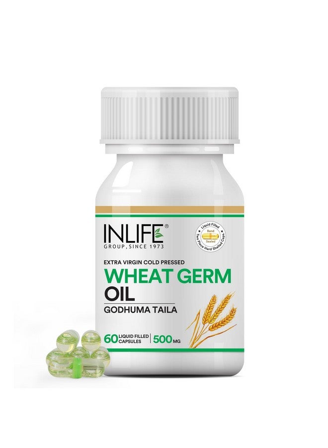 Inlife مكمل زيت جنين القمح من INLIFE | مصدر طبيعي لفيتامين E، 500 ملغ - 60 كبسولة (عبوة من 1، 60، عدد)  - Image 1