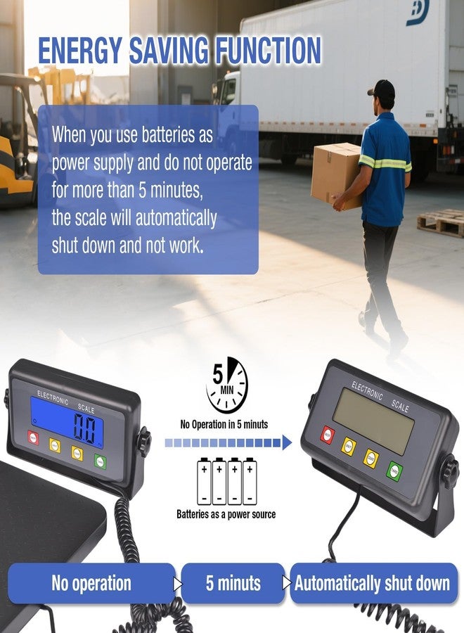 Surmount Way Surmountway Industrial Shipping Scale 660lbs with Anti-Slip Aluminium Platform, 11.8" x 11.8" Black Portable Digital Postal Scale for Shipping Packages Luggages with Tare/Count/Auto-Off Functions - Image 5