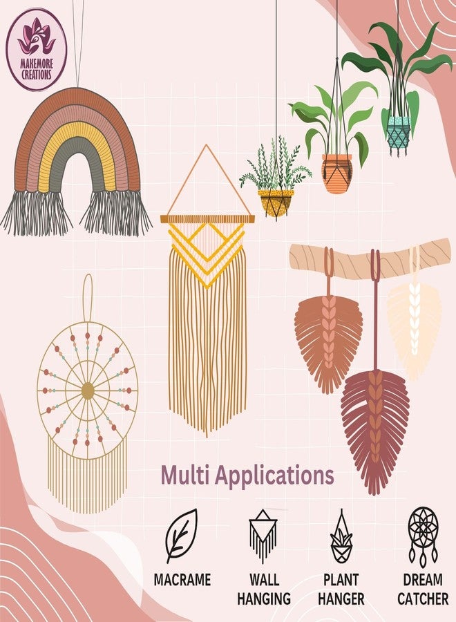 Makemore Creations Macrame Cotton Cord - Colored 3mm Dori,100m Length Soft Cotton Rope for Wall Hanging, Plant Hanger, Macrame Coasters, Weaving, Dream Catchers & DIY Craft Projects (Red) - Image 3