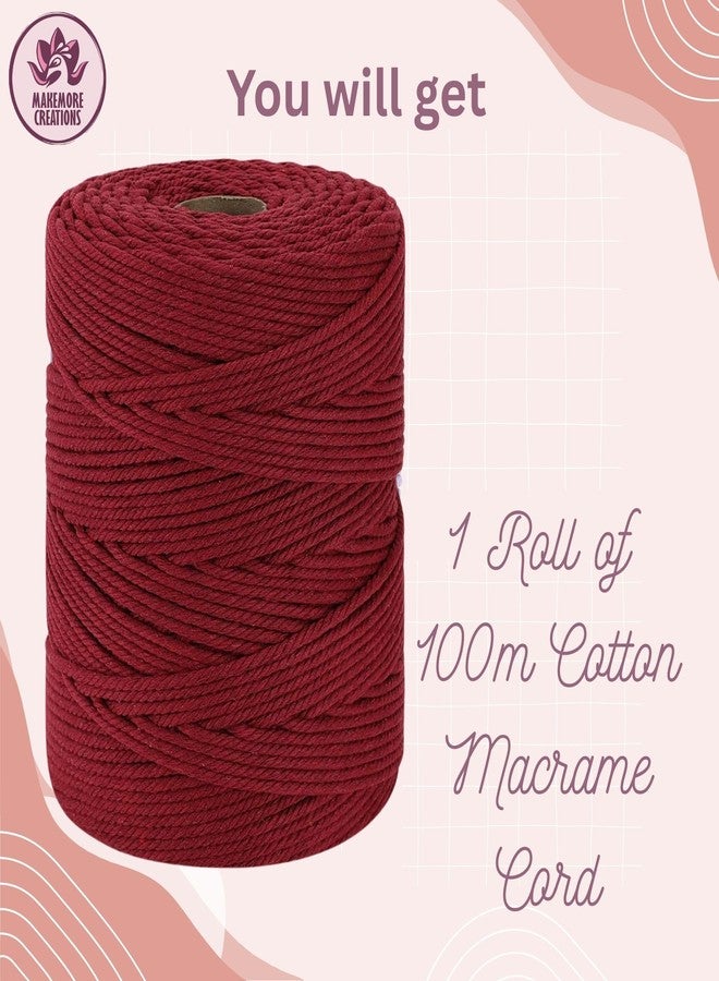 Makemore Creations Macrame Cotton Cord - Colored 3mm Dori,100m Length Soft Cotton Rope for Wall Hanging, Plant Hanger, Macrame Coasters, Weaving, Dream Catchers & DIY Craft Projects (Red) - Image 2