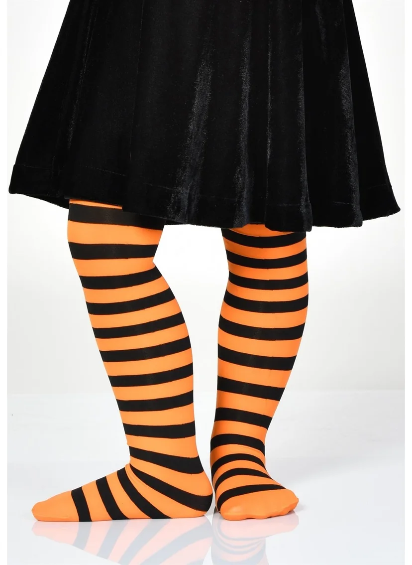 Dore Halloween Holley Orange-Black Circle Patterned Child/Baby Tights