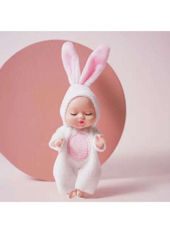 Mini Sleeping Rabbit Doll Toy Realistic Figurine For Doll House Holiday Gift - Image 1