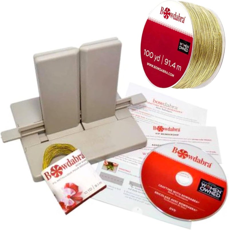 Bowdabra Designer Bow Maker Kit, Large Bundle with 100yd Gold Bow Wire for Creating Gift Bows, Swags, Decorations, Hair Bows, Party Favors, Corsages - Image 2