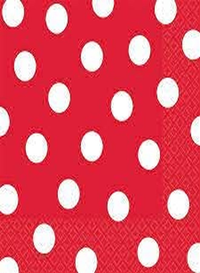 LUDALY Red & White Polka dot Napkins | Christmas Napkins | Birthday Party | Circus | Carnival | Pack of 20 Paper Napkins - Image 1