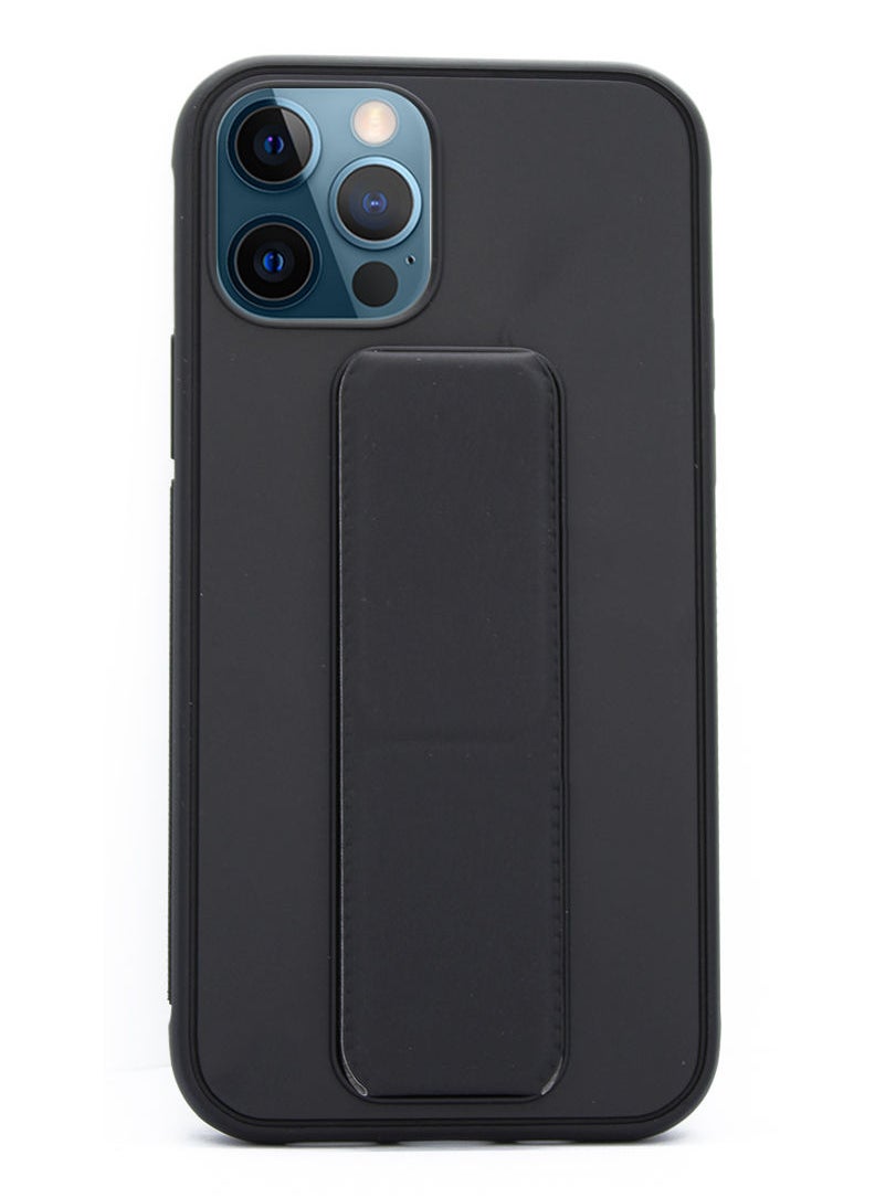 Theodor - Fully Covered With Finger Grip Stand Holder Anti Slip Shockproof Protective Case Cover For Apple iPhone 12 PRO 6.1 BLACK - Image 1