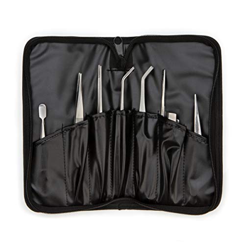 Steelman 7-Piece Tweezer Variety Tool Set for Electronic Repairs, Jewelry Making, and Model Building, Stainless Steel, Includes Sharp, Angled, Blunt, and Offset Tips, Storage Case Included - Image 2