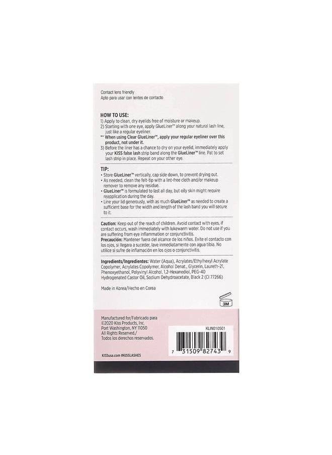 Black Lash GLUEliner, 2-in-1 Felt-Tip Eyelash Adhesive and Eyeliner, Matte Finish, Foolproof Application, Easy Touch-Up, 0.02 Oz.