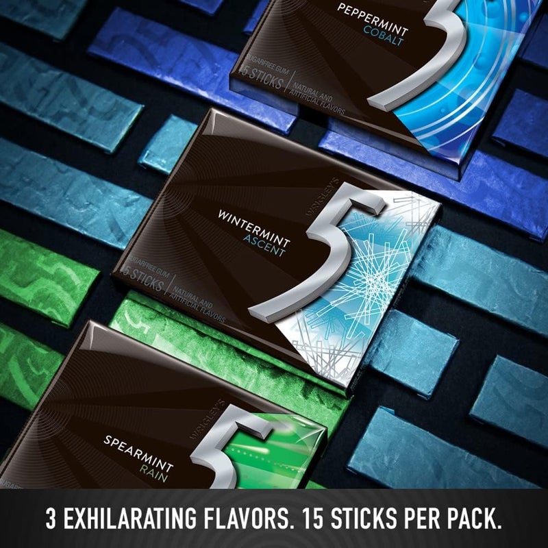 5 GUM Sugar-Free Chewing Gum Variety Pack - Peppermint Cobalt, Spearmint Rain, Wintermint Ascent - 15 Packs - Image 5
