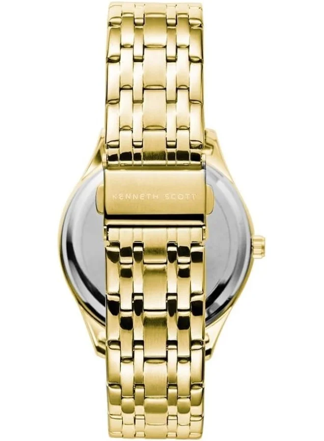 كينيث سكوت Men'S Quartz Movement Watch, Analog Display And Stainless Steel Strap - K22014-Gbgc, Gold