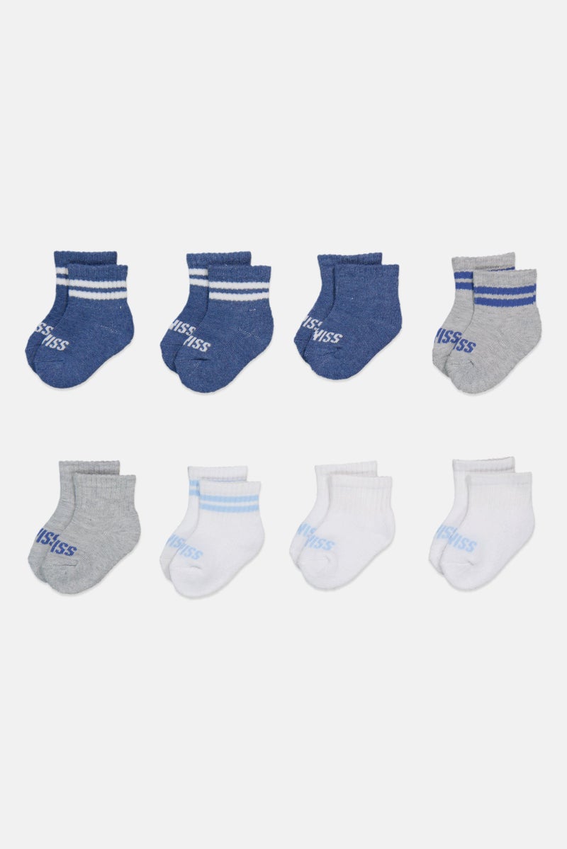 K-SWISS Toddlers Boy 8 Pairs Brand Logo Quater Socks, Multicolor - Image 3