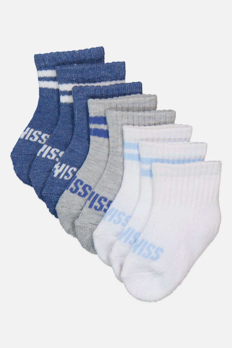 K-SWISS Toddlers Boy 8 Pairs Brand Logo Quater Socks, Multicolor - Image 1