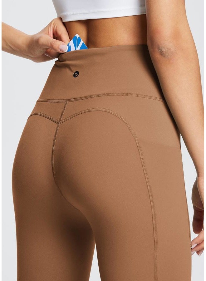 BALEAF Leggings with Pockets for Women Tummy Control Workout High Waisted Athletic Ultra Soft 7/11 Gym Yoga Petite Ankle Pants Caramel Caf L - Image 5
