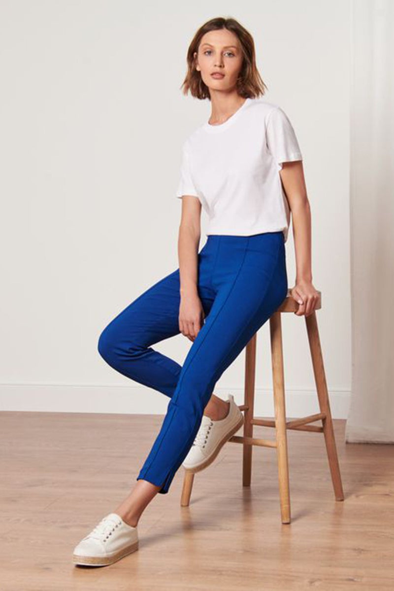 Tchibo Women Slim Fit Solid Stretchable Pant, Blue  - Image 1