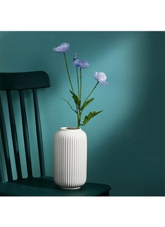 Garlo Tall 20CM White Ceramic Ribbed Vases for Home Decor Table Centerpieces, Geometric Design Decorative Flowers Vase, Desk Decor  - Image 5