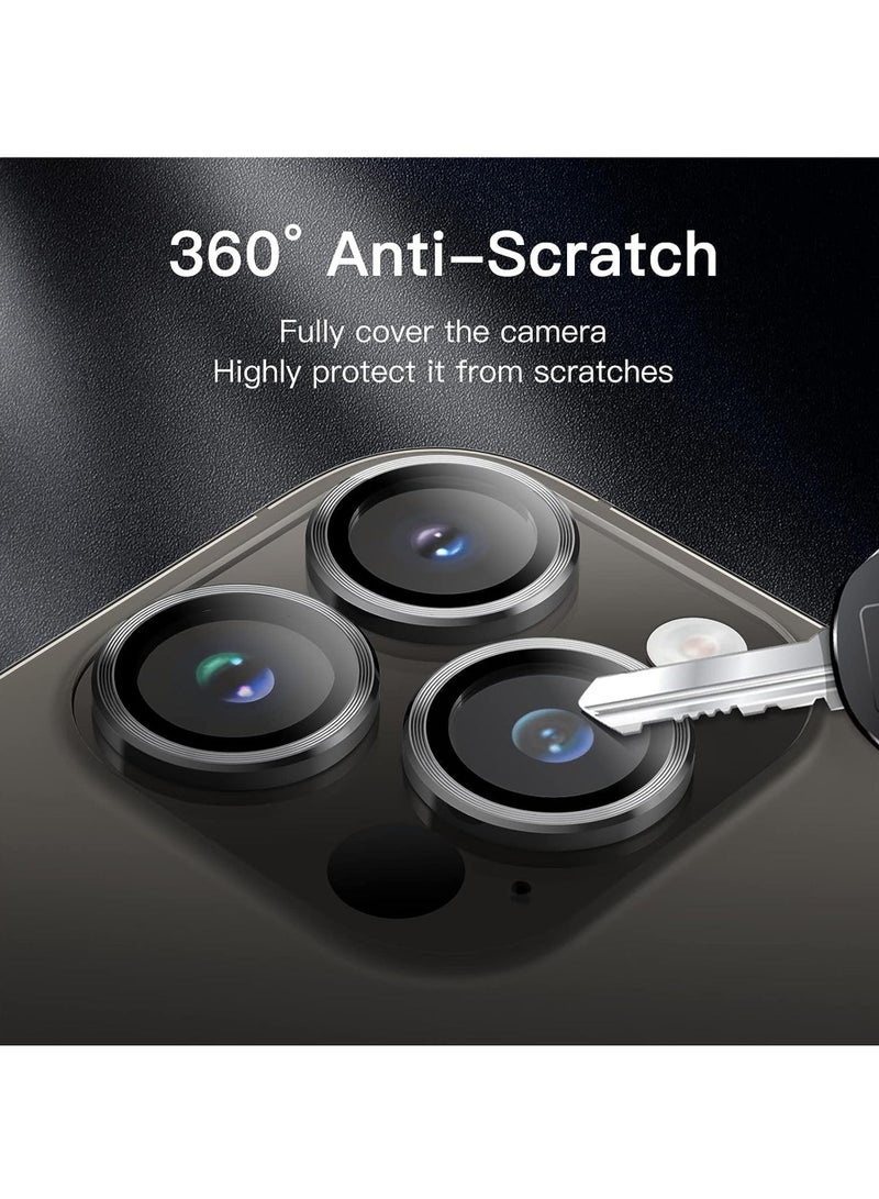 Rock Pow Camera Lens Protector for iPhone 15 Pro 6.1-Inch and iPhone 15 Pro Max 6.7-Inch 9H Tempered Glass Metal Individual Ring Cover HD Clear - Image 5