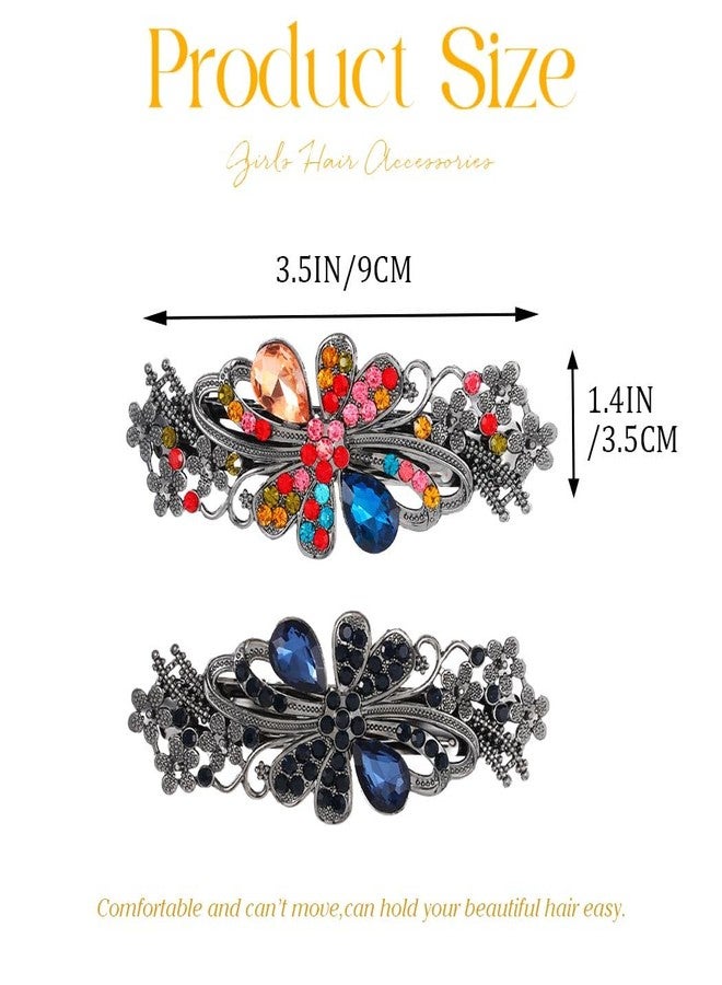 GORAIS Rhinestone French Barrettes Hair Clips Blue Crystal Hair Barrette Accessories for Women (Pack of 2) - Image 4