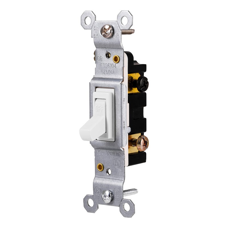 GE Grounding Toggle Switch, Single Pole, in Wall On/Off Fan & Light Switch Replacement, 15 Amp, Great for Home, Office & Kitchen, UL Listed, White, 54161 - Image 1