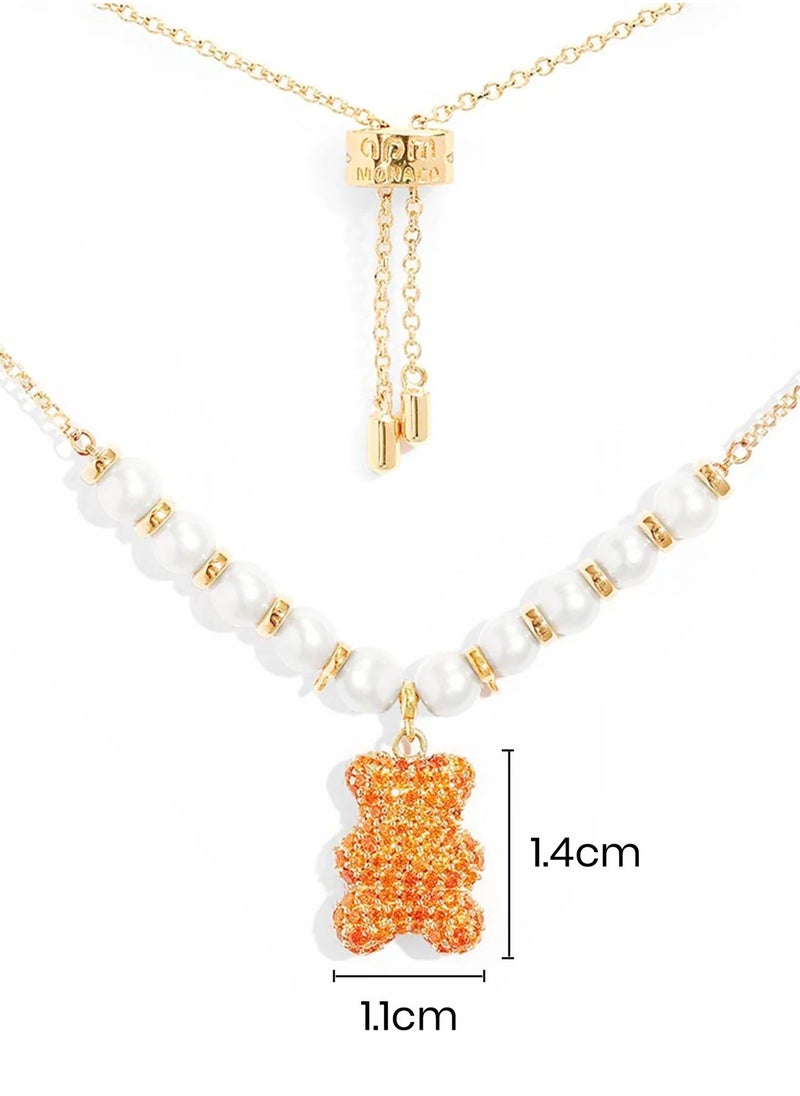 MONACO - APM Monaco Baby Juice Yummy Bear Adjustable Necklace for Women with Pearls YC6987OPL - Image 1