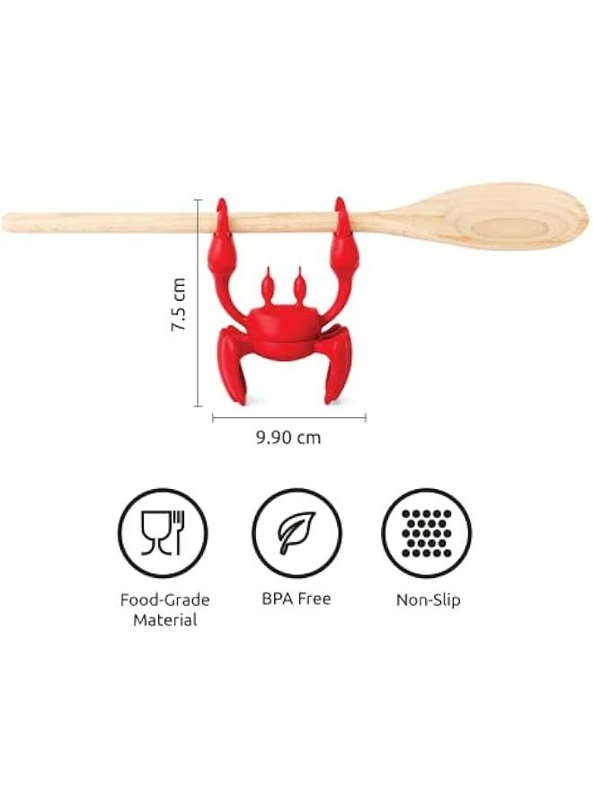 Silicone Crab Spoon Rest - Kitchen Gift, Heat-Resistant Stove Top Organizer - Funny Cooking Utensil Rest - Non-Slip Steam Releaser Holder. - Image 3