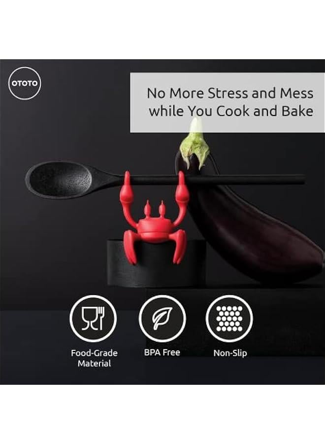 Silicone Crab Spoon Rest - Kitchen Gift, Heat-Resistant Stove Top Organizer - Funny Cooking Utensil Rest - Non-Slip Steam Releaser Holder. - Image 4