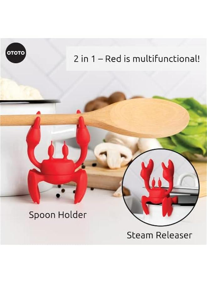 Silicone Crab Spoon Rest - Kitchen Gift, Heat-Resistant Stove Top Organizer - Funny Cooking Utensil Rest - Non-Slip Steam Releaser Holder. - Image 5