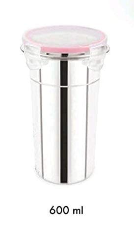 NOBILEA Stainless Steel Tumbler with Lid Cap Cover Click Seal Lock Leak Proof Safe Tumbler with Air Tight Transparent Silicone LidsButter Milk Glass Tumbler with Airtight Cap 600 600 ml - Image 2