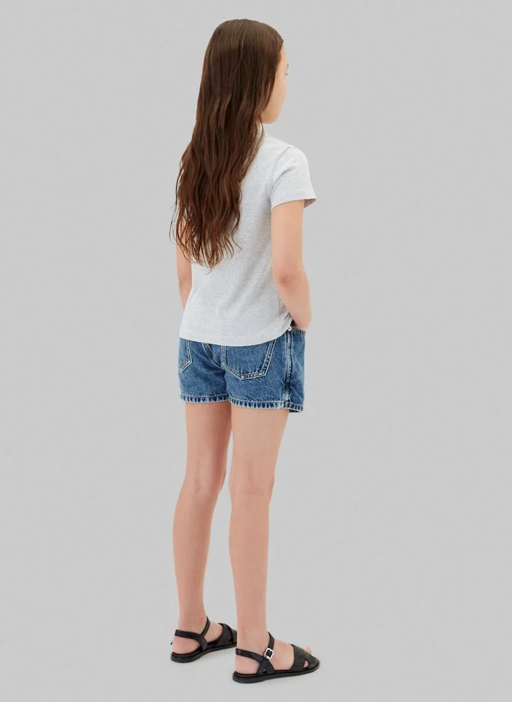 Calvin Klein Jeans Snowheather/Black 2-Pack Monogram Slim T-Shirts for Women | Best Price UAE
