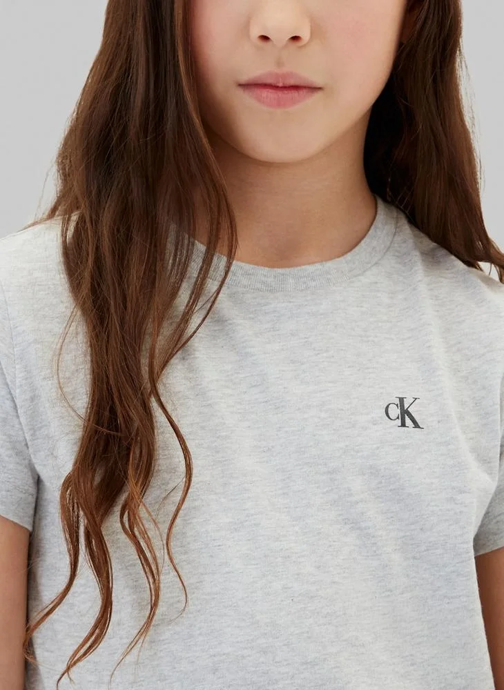 Calvin Klein Jeans Snowheather/Black 2-Pack Monogram Slim T-Shirts for Women | Best Price UAE