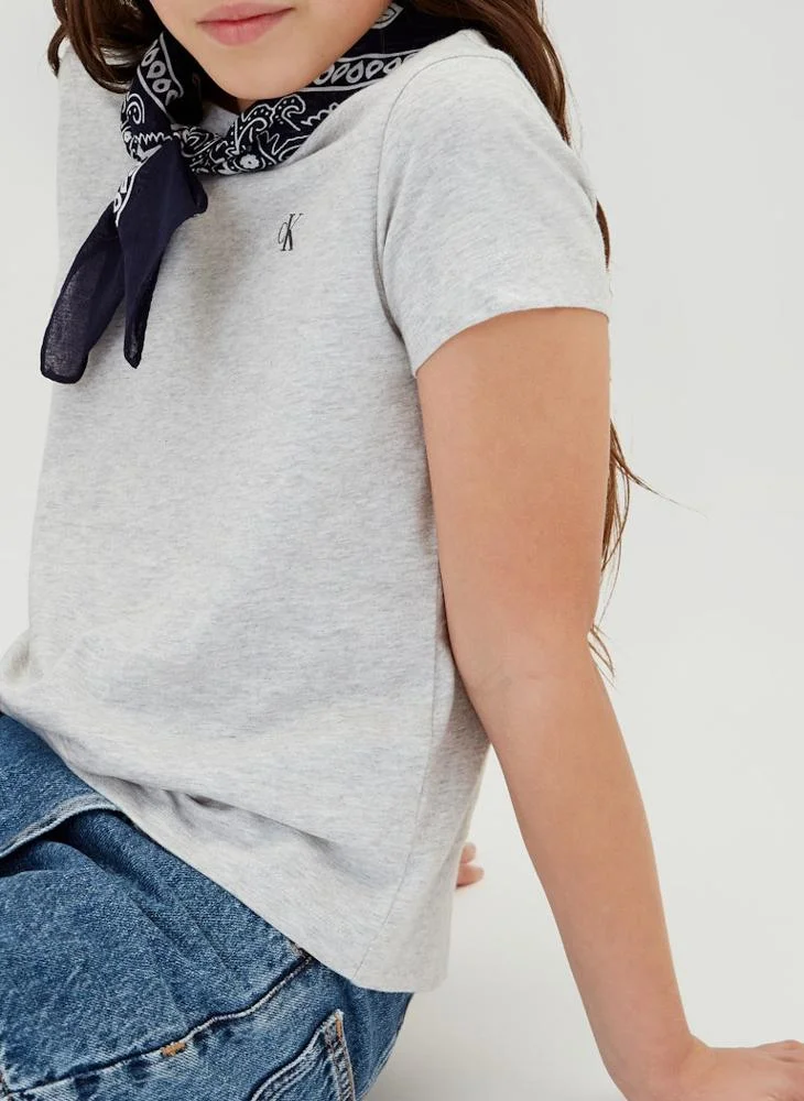 Calvin Klein Jeans Snowheather/Black 2-Pack Monogram Slim T-Shirts for Women | Best Price UAE