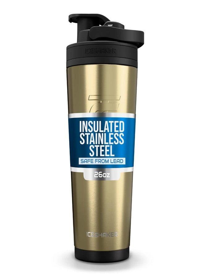 Ice Shaker Insulated Stainless Steel Shaker Bottle | 26oz, Gold | Cold for 30+ Hours | Insulated Cup with Twist-on Agitator | Odor-Free Bottle for Protein Shakes, Water, Smoothies, Cocktails - Image 1