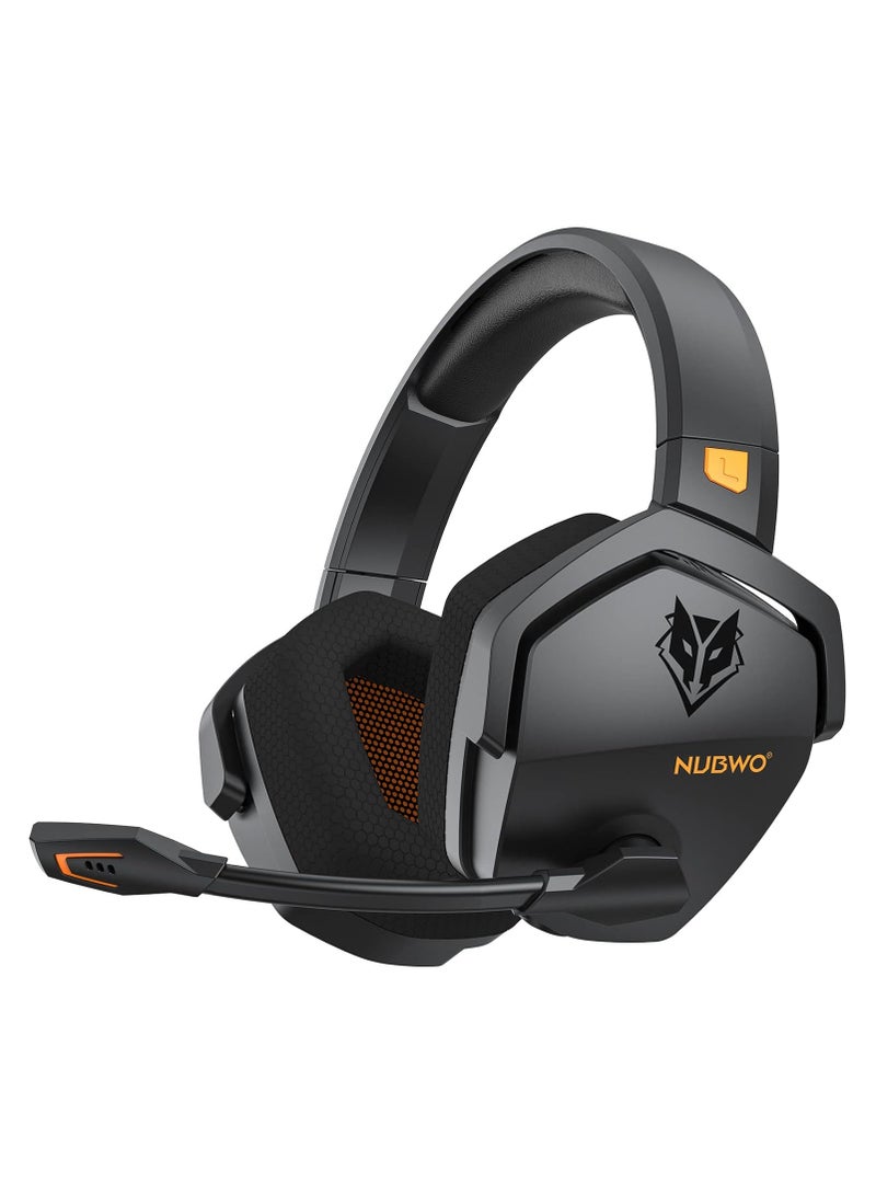 NUBWO G06 Dual Wireless Gaming Headset with Microphone for PS5, PS4, PC, Mobile, Switch: 2.4GHz Wireless + Bluetooth - 100 Hr Battery - 50mm Drivers - Orange - Image 1