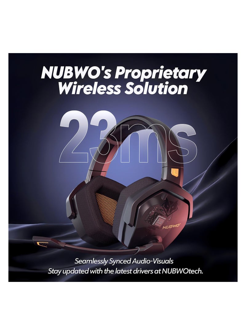 NUBWO G06 Dual Wireless Gaming Headset with Microphone for PS5, PS4, PC, Mobile, Switch: 2.4GHz Wireless + Bluetooth - 100 Hr Battery - 50mm Drivers - Orange - Image 3