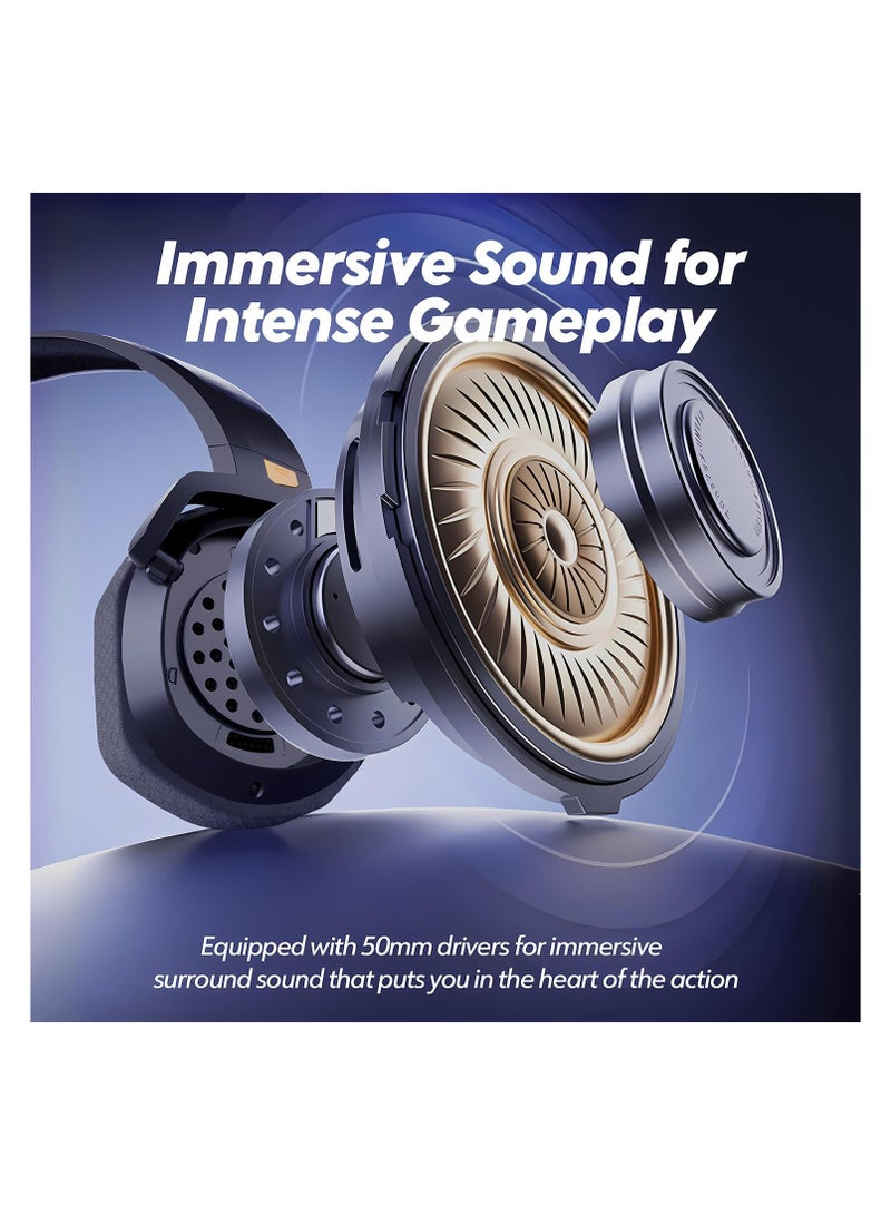 NUBWO G06 Dual Wireless Gaming Headset with Microphone for PS5, PS4, PC, Mobile, Switch: 2.4GHz Wireless + Bluetooth - 100 Hr Battery - 50mm Drivers - Orange - Image 4