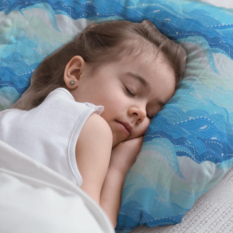 KRADYL KROFT Toddler Pillow with 100% Cotton Removable Cover - 20 X 15 Inches | Children Pillows | Baby Pillows - Waves - Image 2