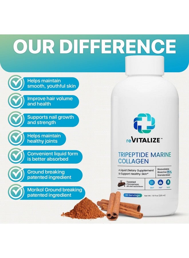 REVITALIZE Advanced Hydrolyzed Marine Collagen Peptides - Anti-Aging and Skin Renewal Tripeptide Supplement for Hair, Skin, and Nails - Helps Maintain Healthy Joints | Cinnamon Flavor - 30 Servings - Image 2