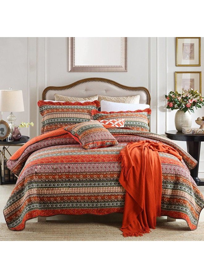 NEWLAKE Striped Classical Cotton Patchwork Bedspread Quilt Sets, Twin Size - Image 1