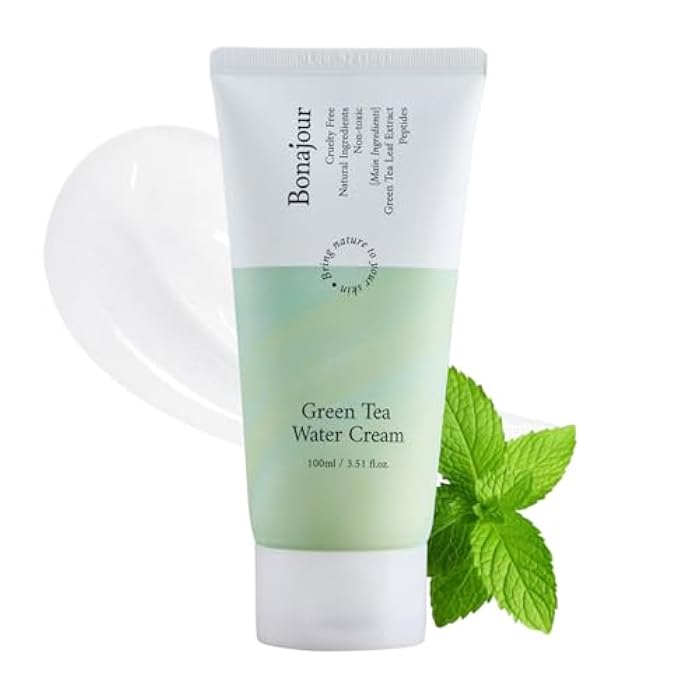 BONAJOUR] Green Tea Water Cream Vegan Moisturizing Facial Gel Cream for sensitive skin - Daily hydrating Water Bomb Moisturizer 3.38 Fl. oz - - Image 1