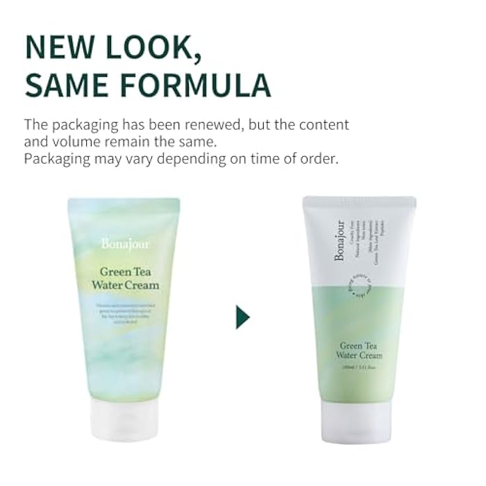 BONAJOUR] Green Tea Water Cream Vegan Moisturizing Facial Gel Cream for sensitive skin - Daily hydrating Water Bomb Moisturizer 3.38 Fl. oz - - Image 2