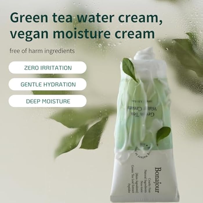 BONAJOUR] Green Tea Water Cream Vegan Moisturizing Facial Gel Cream for sensitive skin - Daily hydrating Water Bomb Moisturizer 3.38 Fl. oz - - Image 3